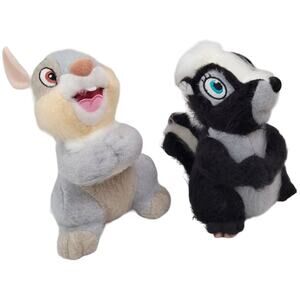 Disney Bambi Thumper‎ & Flower Plush Set Beanbag Stuffed Animals